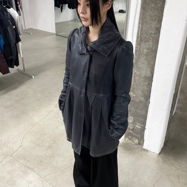 조르지오 브라토 램스킨 퍼프 레더 자켓