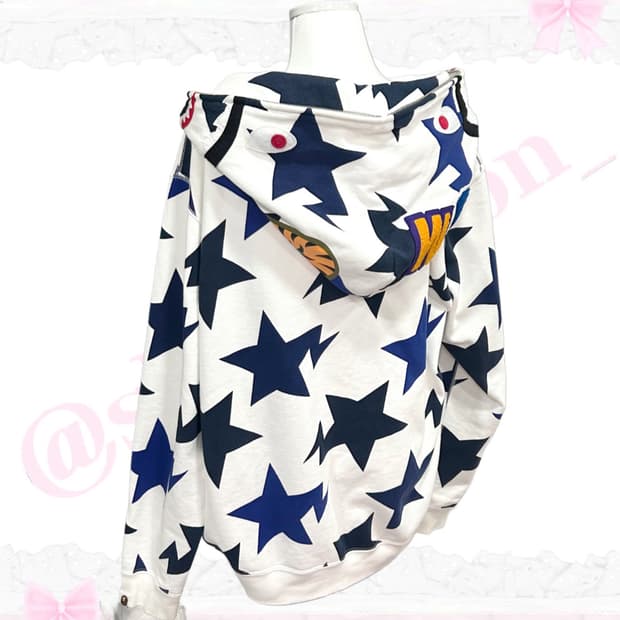 베이프 정품 스타 블루화이트 후드집업