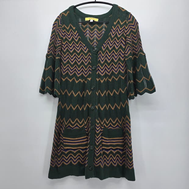 지그재그 니트 롱 가디건 일본빈티지