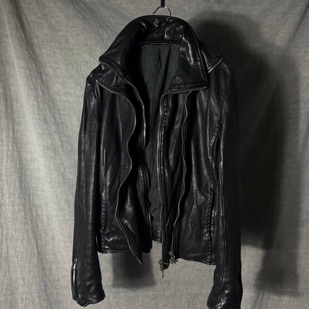 Incarnation 수소봉제 레이어드 소가죽 자켓