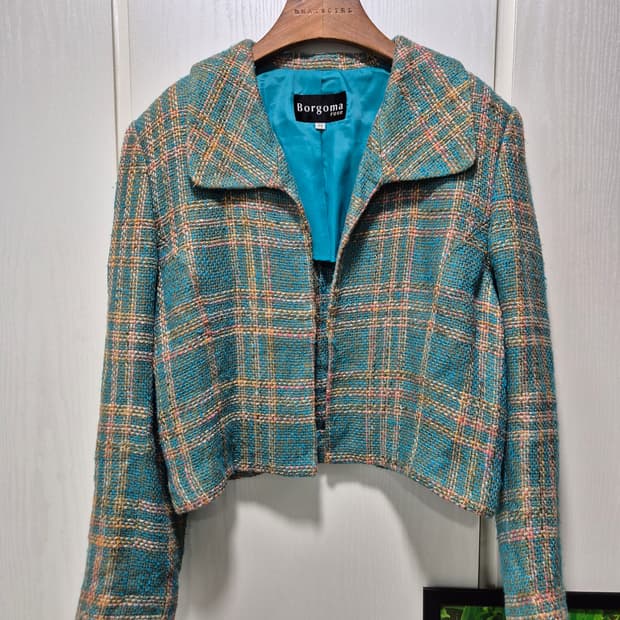 Borgoma 로즈 트위드 체크 자켓
