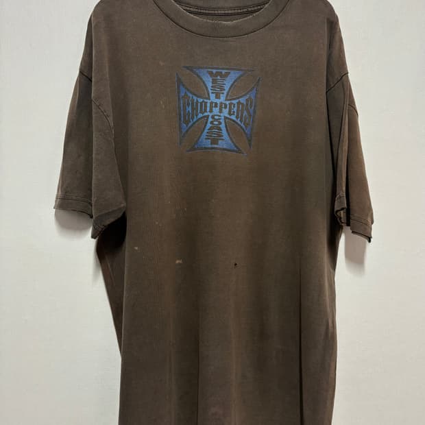[XL] West Coast Choppers 블루 크로스 반팔 티셔츠