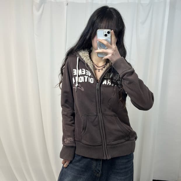 Teenie Weenie Brown fleece Hood Zip-up  