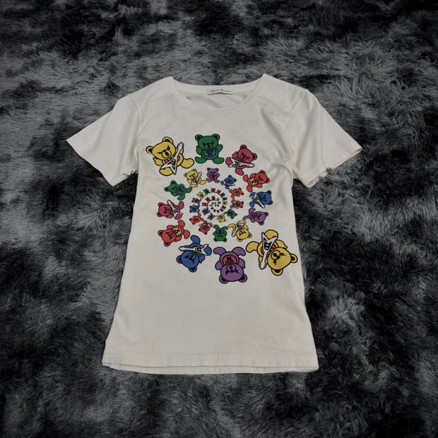 Hysteric Gla 무지개 퍽베어 소용돌이 등판 레터링 반팔