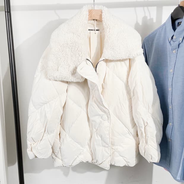 (정품/새상품) 옌키옌키 여성 화이트 퀼팅 구스다운 퀸 패딩 점퍼