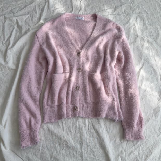 헬로키티 러블리 리본 큐빅 니트 가디건