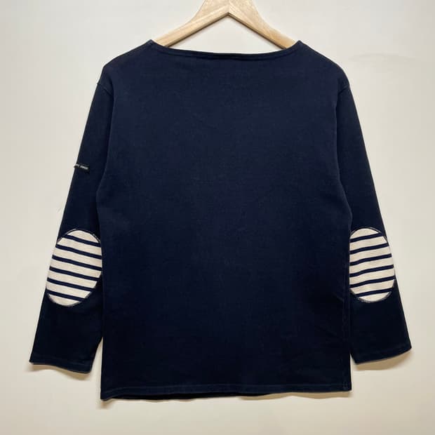 세인트제임스 네이비 스트라이프 엘보우 패치 티셔츠