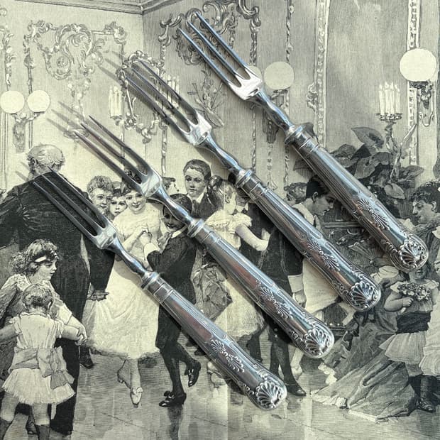 영국 앤틱 kings pattern 실버플레이트 과일 포크세트