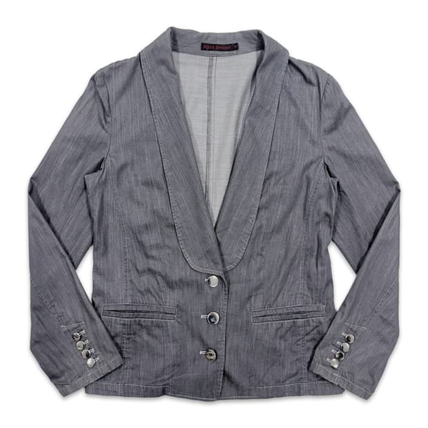 빈티지 블루그레이 라운드카라 디테일 싱글 자켓