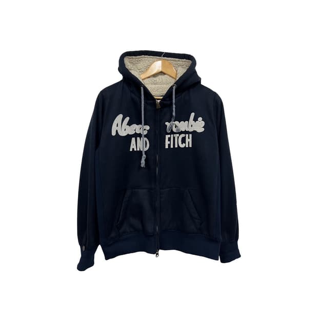 아베크롬비 레터링 로고 Y2K 양털 후드집업