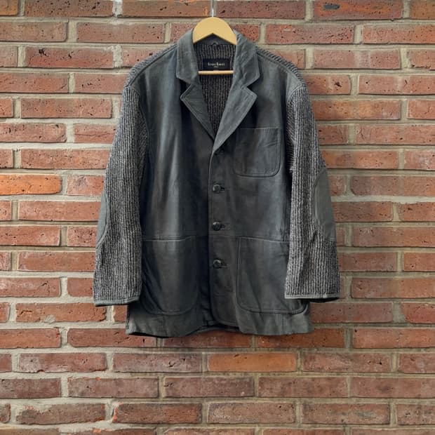 Grass Roots 레더 × 니트 하이브리드 자켓