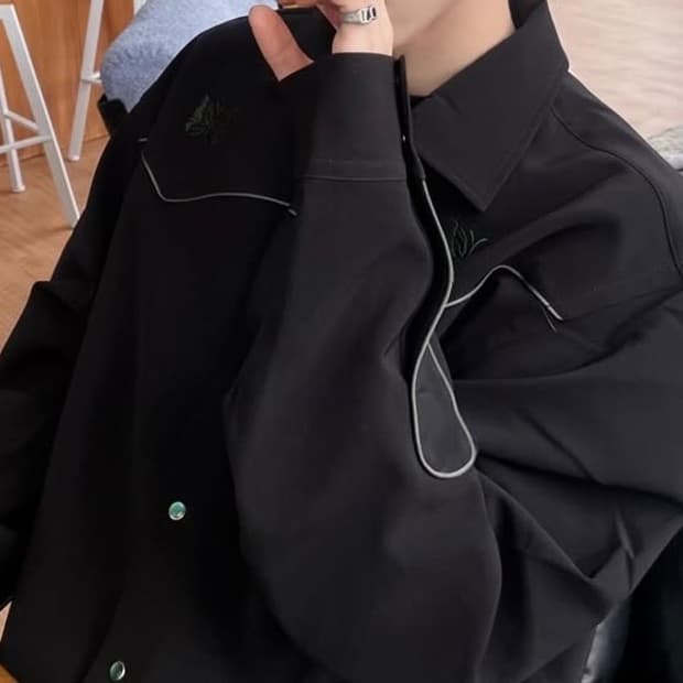 니들스 PE/PU 더블 클로스 파이핑 카우보이 자켓 블랙