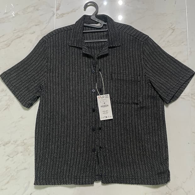 ZARA 남성 셔츠 L 네이비/화이트 새상품 (us uk 한정)