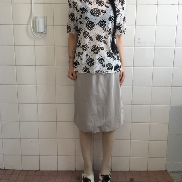 Flower pattern high neck top