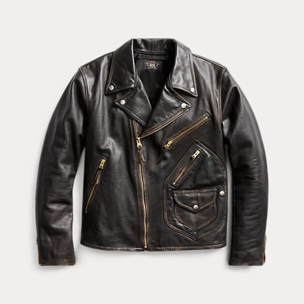 rrl 더블알엘 레더모토자켓 s