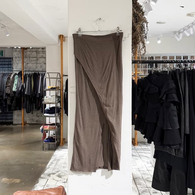 릭오웬스 브라운 15ss 니트 컷아웃 펜슬스커트