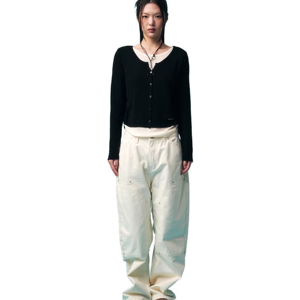 스퀘어라인 페이크 레이어드 가디건 블랙 