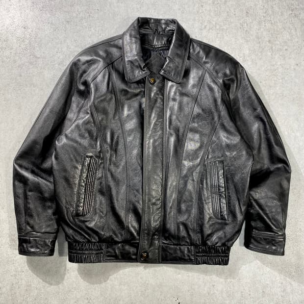 [105]90s Indian 블랙 덕다운 라이닝 양가죽 봄버자켓