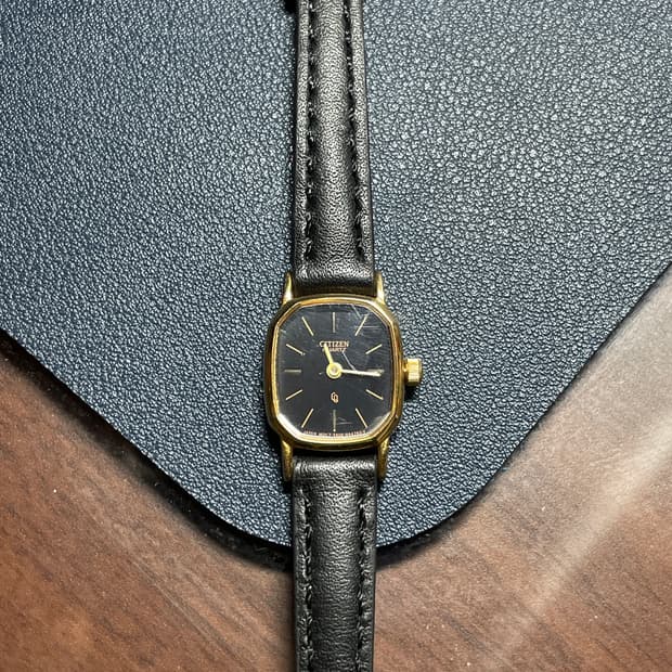 빈티지 시티즌 쿼츠 레더 시계