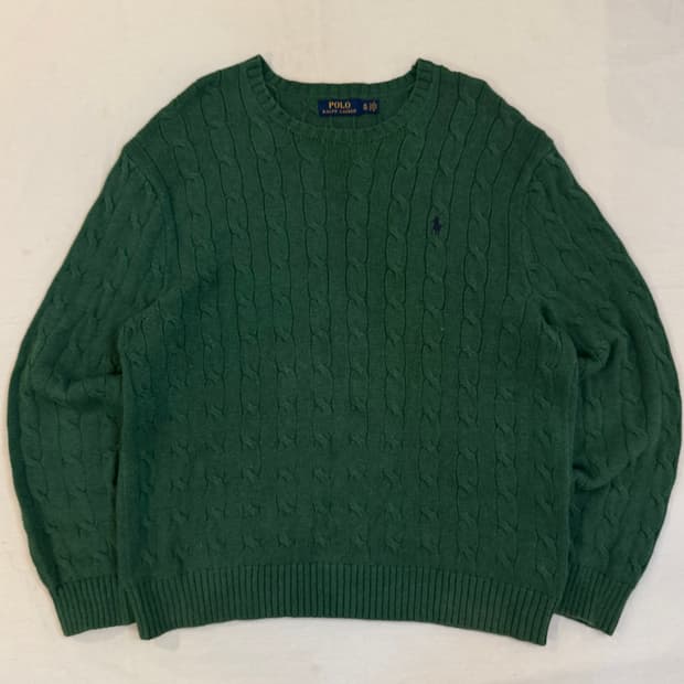 폴로 랄프로렌 신형 희귀컬러 케이블 꽈배기 니트 그린