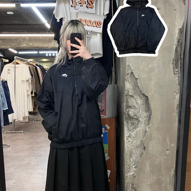 나이키 반집업 바람막이 자켓 블랙 S  #csz3867