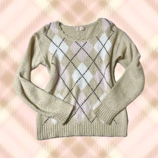 라떼 아가일 니트 히메 갸루 러블리 로걀 빈티지 리즈리사 