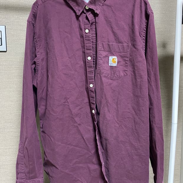 칼하트(Carhartt) 진 버건디 긴팔 셔츠(XXL)