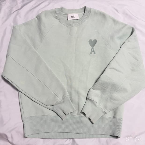 아미 빅로고 하트 로고 민트 오버핏 맨투맨 S