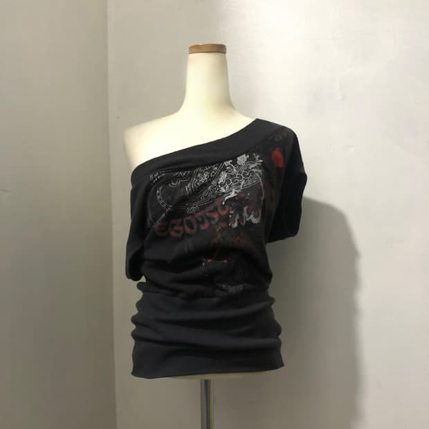 에고이스트 오리엔탈 오프숄더 슬리브리스 니트 원피스 베스트 빈티지