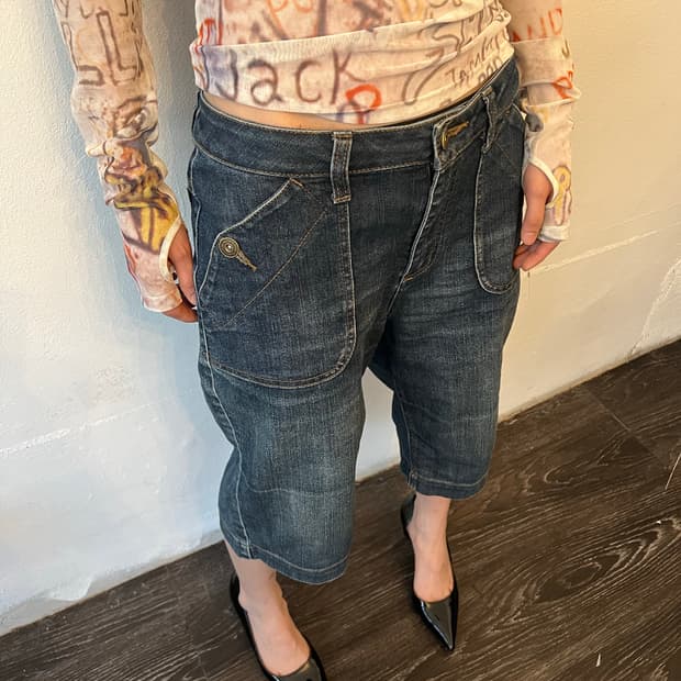 빈티지 포켓 포인트 버뮤다팬츠