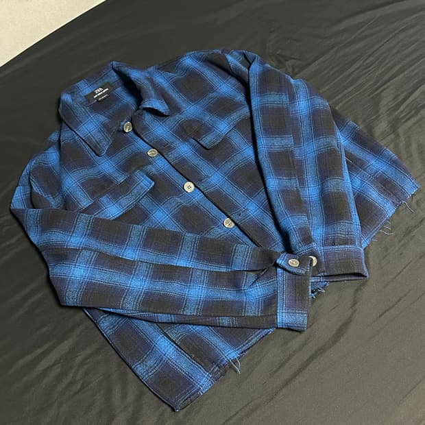 자라 크롭 체크 셔츠자켓