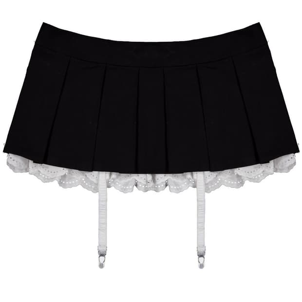 구해요) 오스하이 가터 플리츠 스커트 블랙