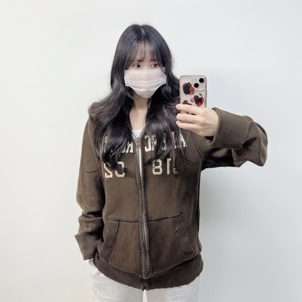 아베크롬비 스펠 로고 후드집업 브라운