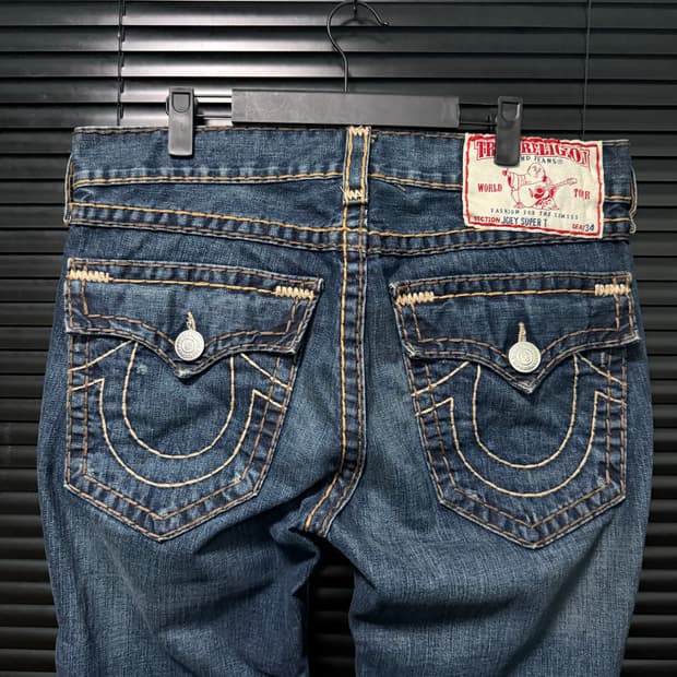 트루릴리젼 조이 웨스턴 부츠컷 와이드 플레어진 통바지 데님 34 나팔바지