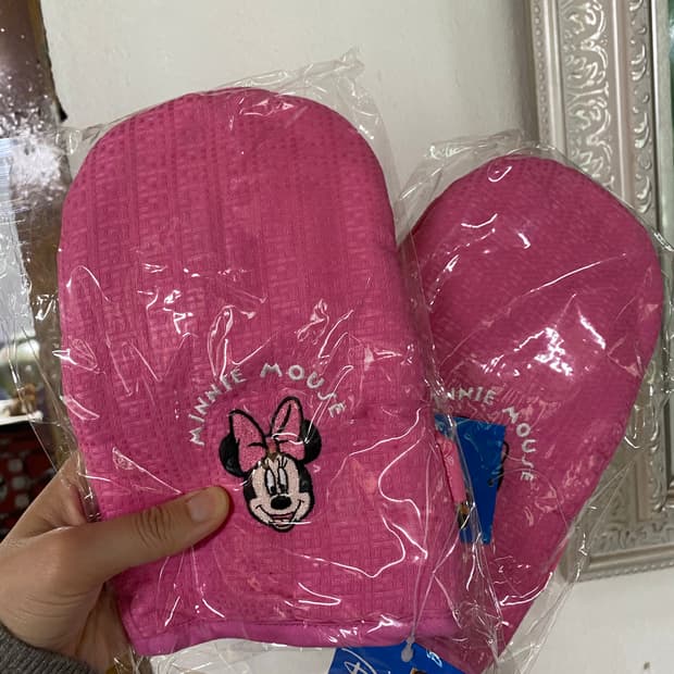 디즈니 미니마우스 핑크 주방용 장갑