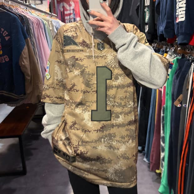 [IM] NIKE  NFL 캐롤라이나 팬서스 NO.1 밀리터리 카모 져지