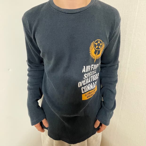 AVIREX NAVY WAFFLE LONG SLEEVE