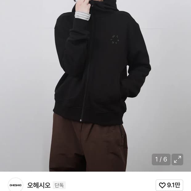 오헤시오 도트 후드집업 블랙