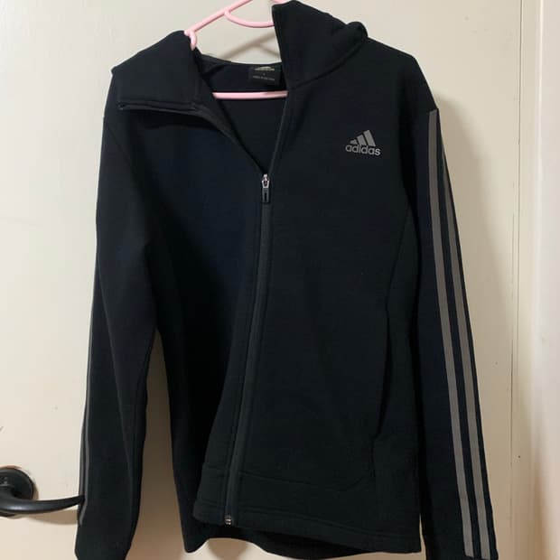 아디다스 검정 삼선 후드집업 L