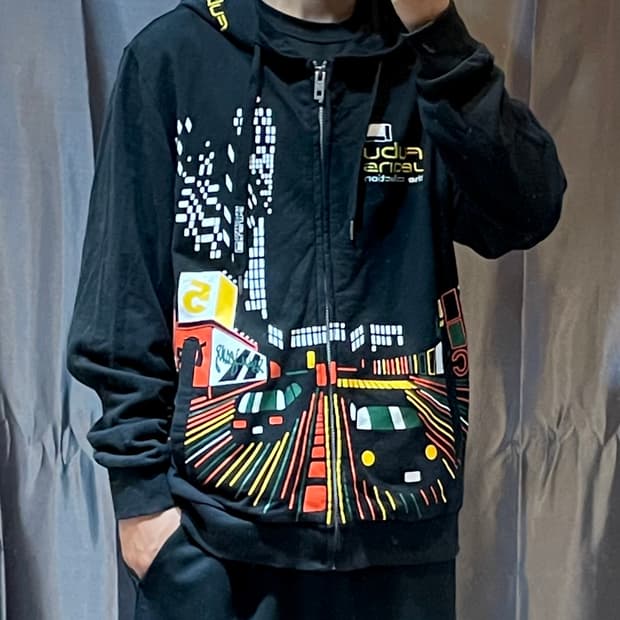 XL 푸부 컬렉션 시티 그래픽 후드집업
