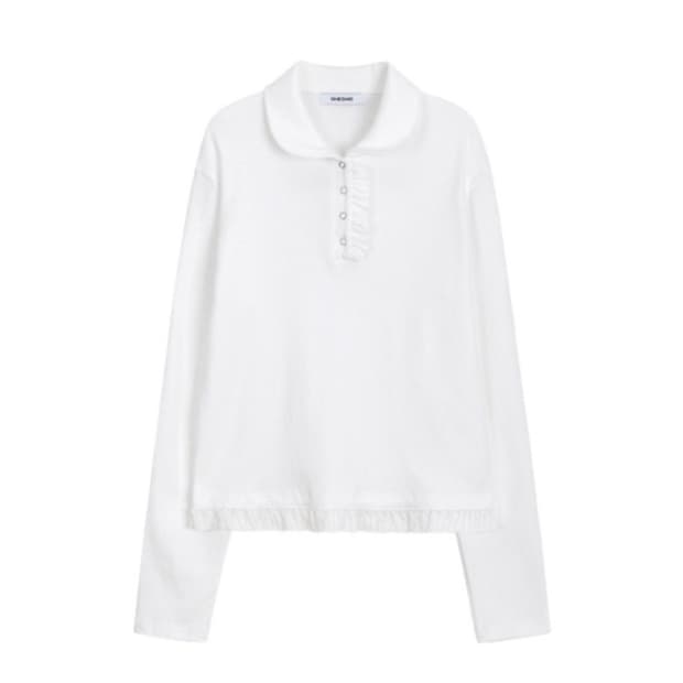 오헤시오 라운드 카라 프릴 티셔츠