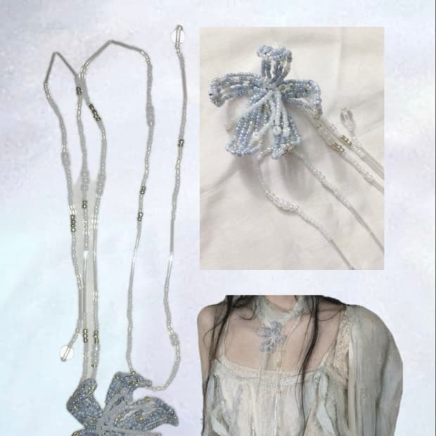 ꧁Lily Necklace꧂ 백합 비즈 목걸이 핸드메이드