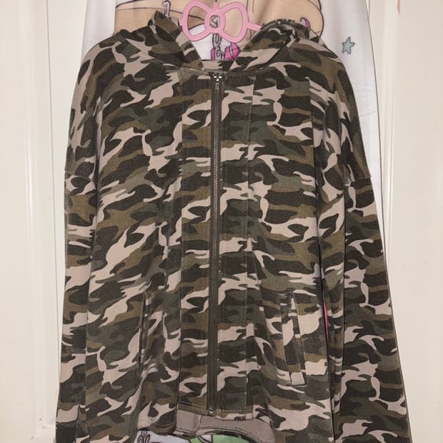 빈티지 카모 후드집업