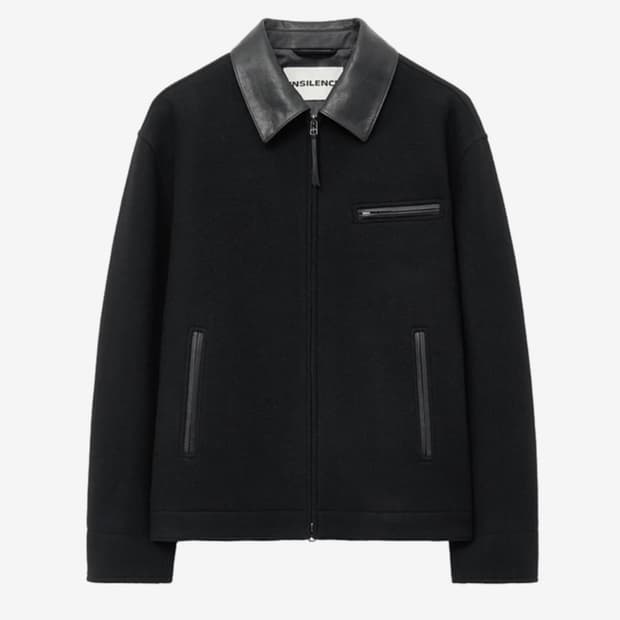 인사일런스 레더 패치 울 워크 자켓 BLACK L사이즈