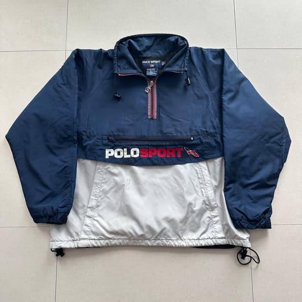90s 폴로 스포츠 빈티지 아노락 플리스 안감 바람막이 L