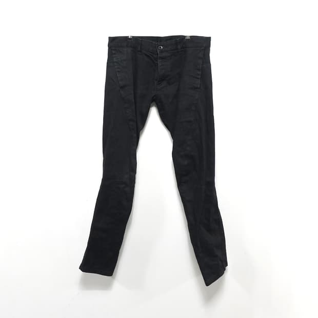 [46]SHELLAC 셸락 블랙 가먼트다잉 패브릭 J커브 아티잔 팬츠