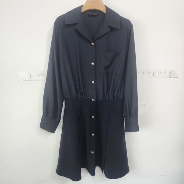 로엠 블랙 긴팔 미니 원피스