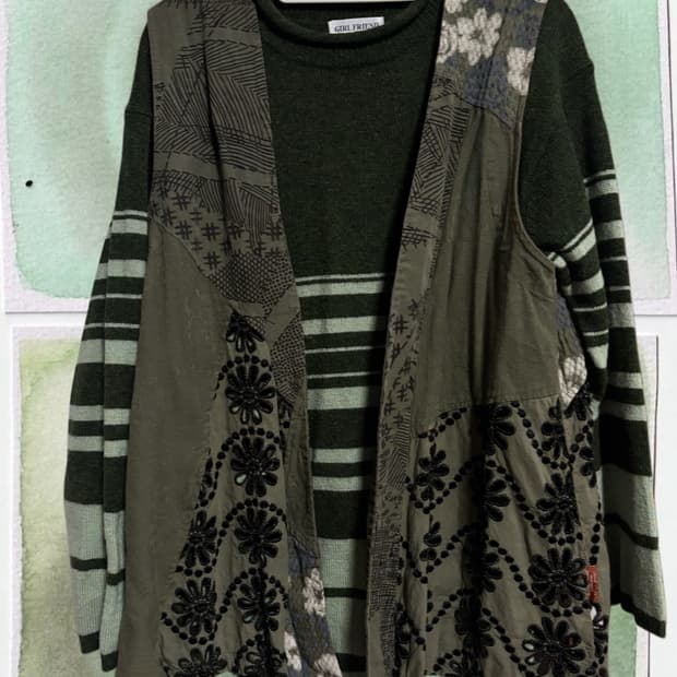 빈티지 녹차 히피 모리 상의 세트 (2pcs set)