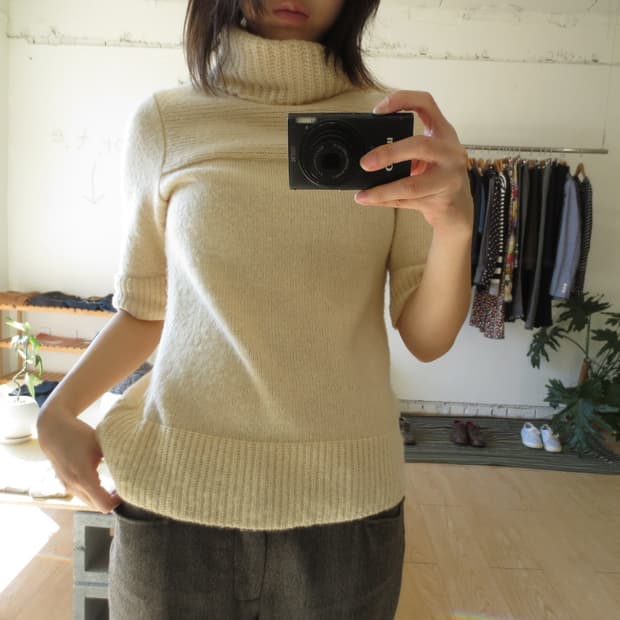Beige turtleneck knit