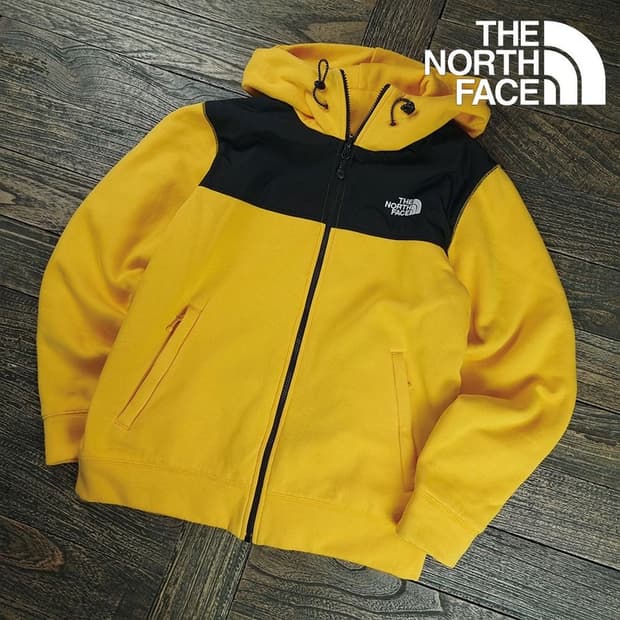 [노스페이스] 리버시블 양면 로고 자수 후드 집업 옐로우 M19483